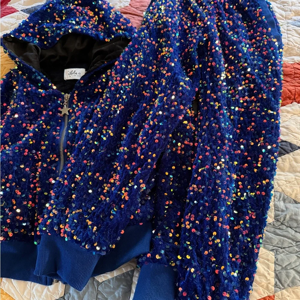 Lola + The Boys Sparkling Blue Sequin Set - Picture 2 of 4